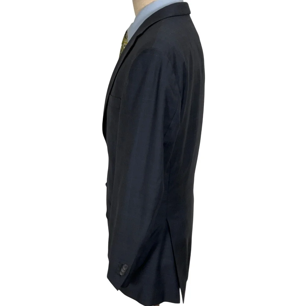 Peter Millar Paul Simon Jacket Men Gray Blue Plaid‎ 2 Button Blazer Canada